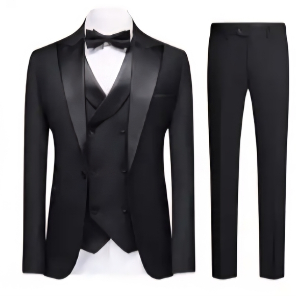 NEW MEN BLACK PIECE ELEGANT TUXEDO CLASSY BLAZER VEST SLACKS